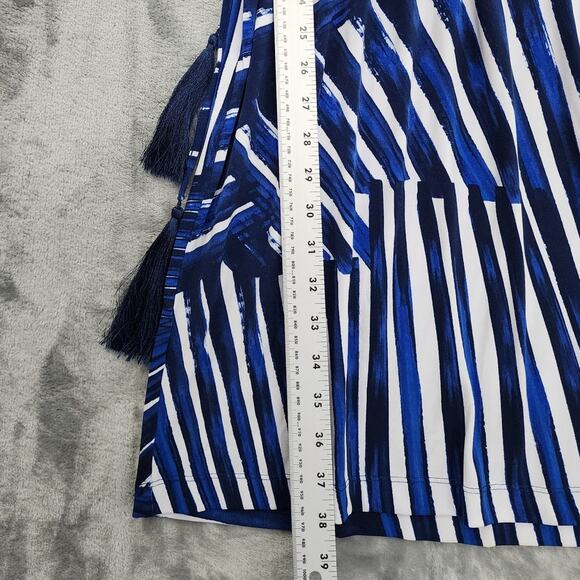 Calvin Klein Dress Womens 8 Blue Cold Shoulder Tassel Tie Waist Stretch Jersey - Picture 9 of 10